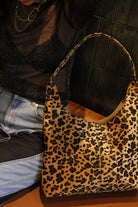 Coquette - Leopard, Leopar Desenli Omuz Çantası, Büyük Boy, Geniş Hacimli - 4