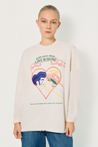 Love Is Divine | Oversize Unisex Sweatshirt - Krem - 0