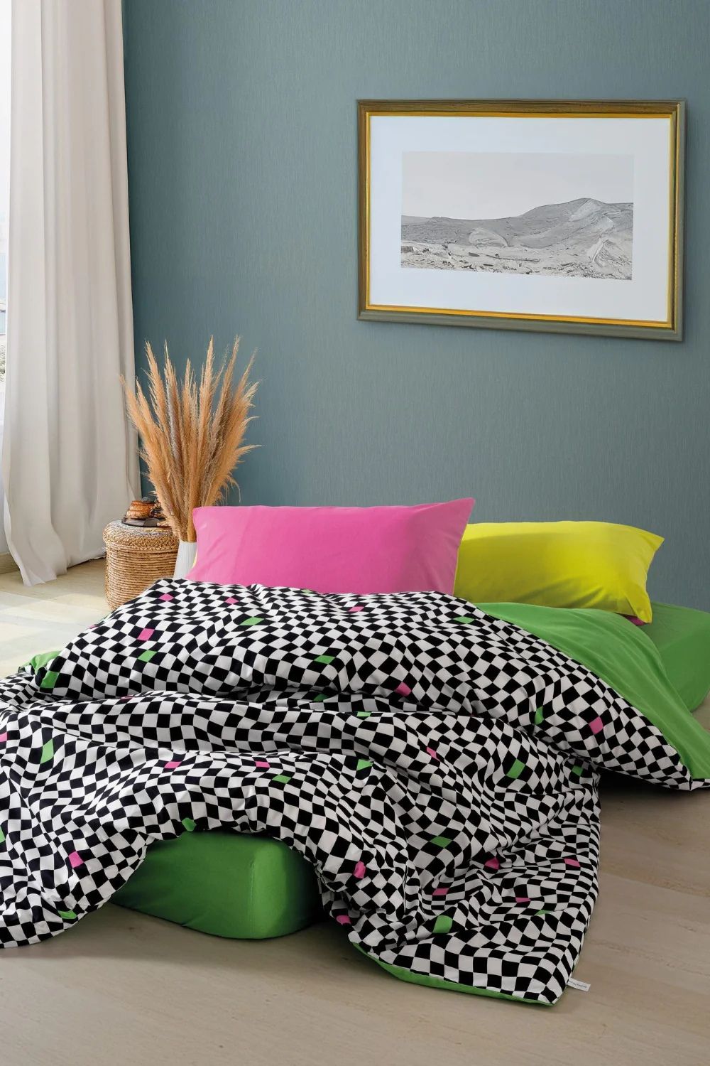 Popping Colors Tek Kişilik Lastikli Çarşaflı Nevresim Takımı Dazzle Yeşil - 0