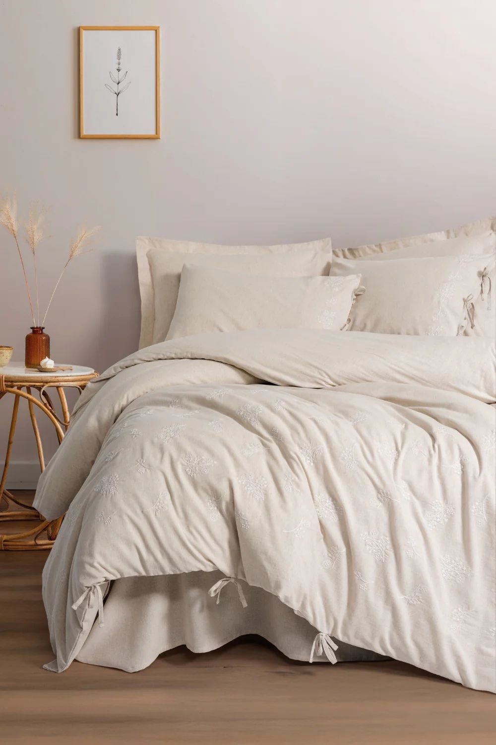 Cotton Keten Çift Kişilik Nevresim Takımı Esmira Bej - 0