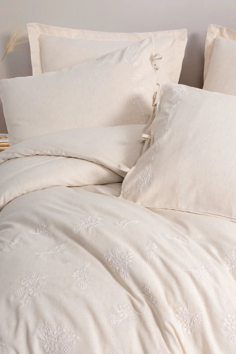 Cotton Keten Çift Kişilik Nevresim Takımı Esmira Bej - 1