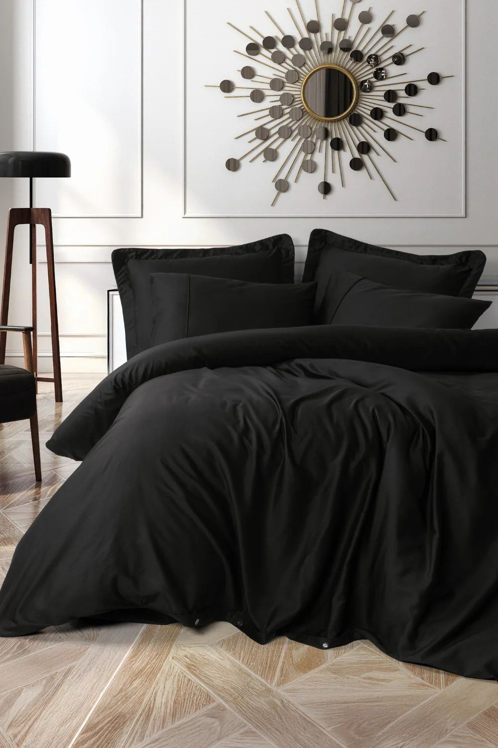 Silky Saten Çift Kişilik Nevresim Takımı Siyah - 0