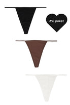 G-String - 3'lü Paket - Siyah, Kahverengi, Beyaz - 0