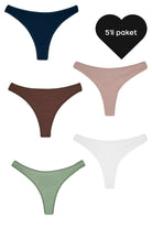 Tanga - 5'li Paket - Kahverengi,Lacivert,Yeşil,Pudra,Beyaz - 0