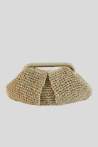 Krem Rafya Örgü Clutch, El Çantası - 0