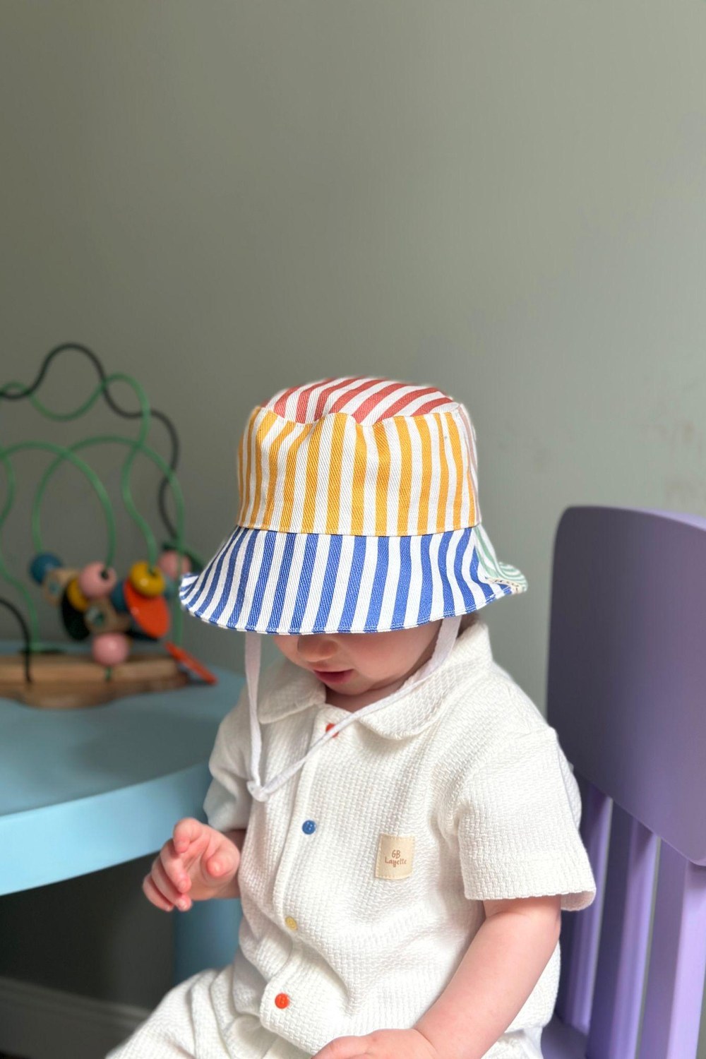 Color Stripe Bucket Şapka - 4