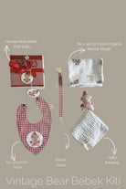 Vintage Bear Bordo Organik Pamuk Hediye Bebek Kiti - 1