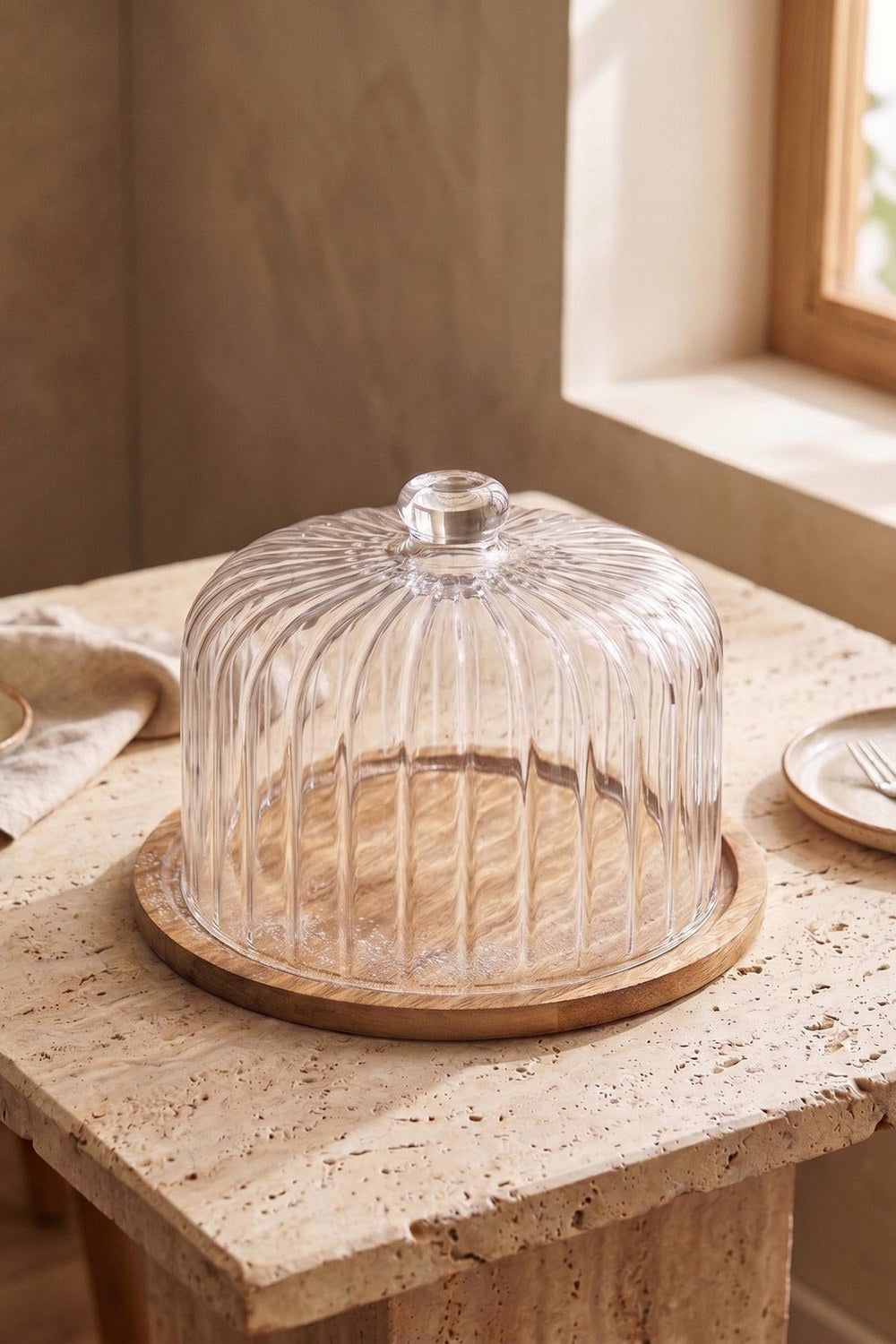 Madera Yuvarlak Kek Saklama Fanusu 30x30x20 Cm - 2