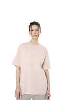 Kadın Oversize Basic Baskılı Tişört - Açık Pembe - 2