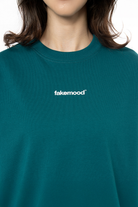 Kadın Oversize Basic Baskılı Tişört - Yeşil - 2