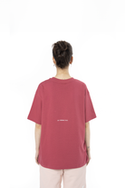Kadın Oversize Basic Baskılı Tişört - Bordo - 2