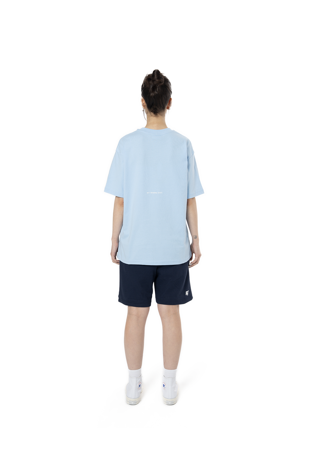 Kadın Oversize Basic Baskılı Tişört - Açık Mavi - 1