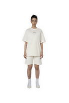 Kadın Oversize Basic Baskılı Tişört - Ekru - 0