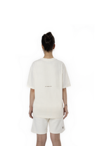 Kadın Oversize Basic Baskılı Tişört - Ekru - 2