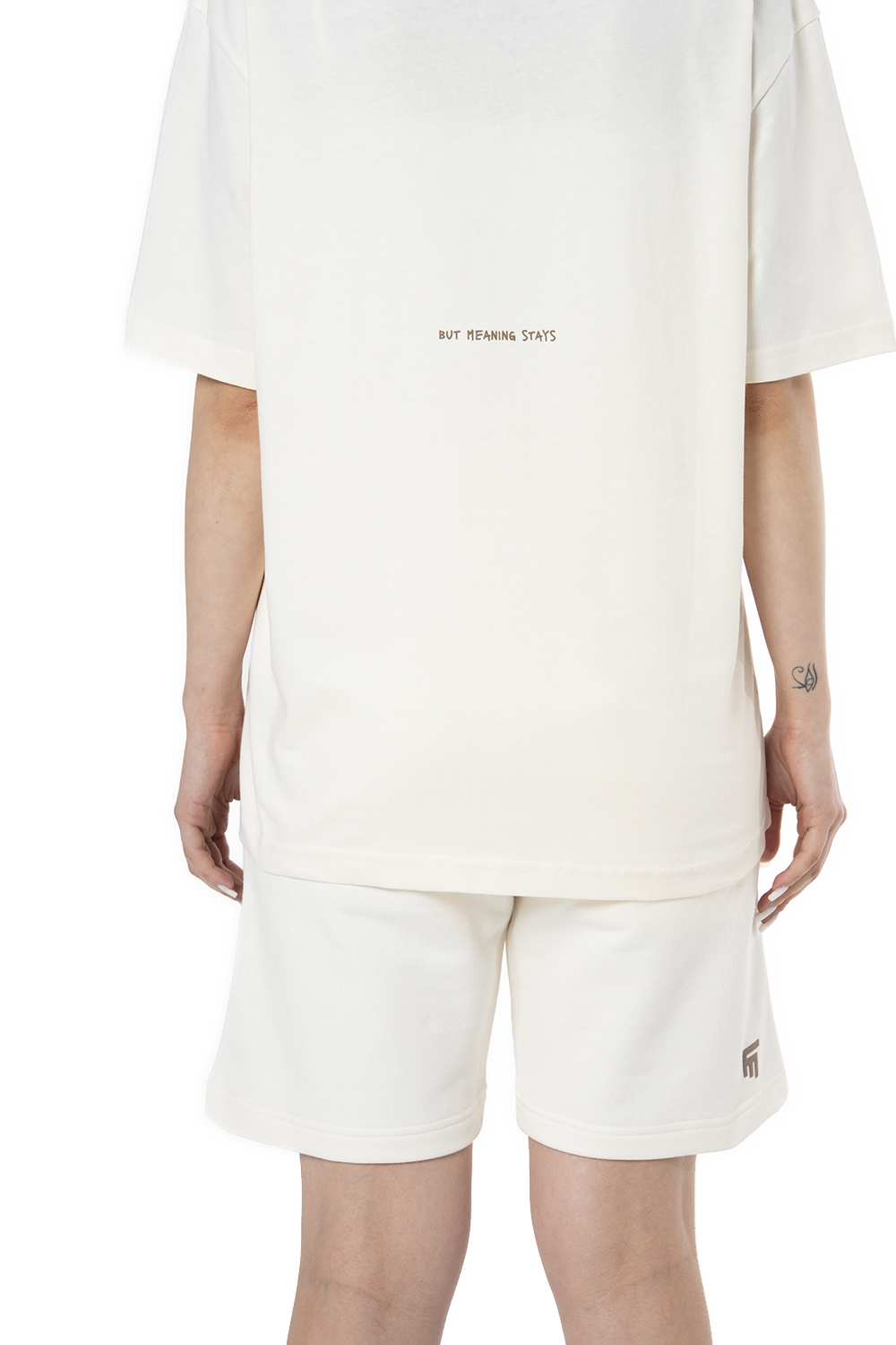 Kadın Oversize Basic Baskılı Tişört - Ekru - 3