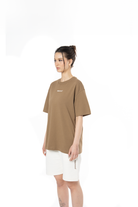 Kadın Oversize Basic Baskılı Tişört - Kahverengi - 1