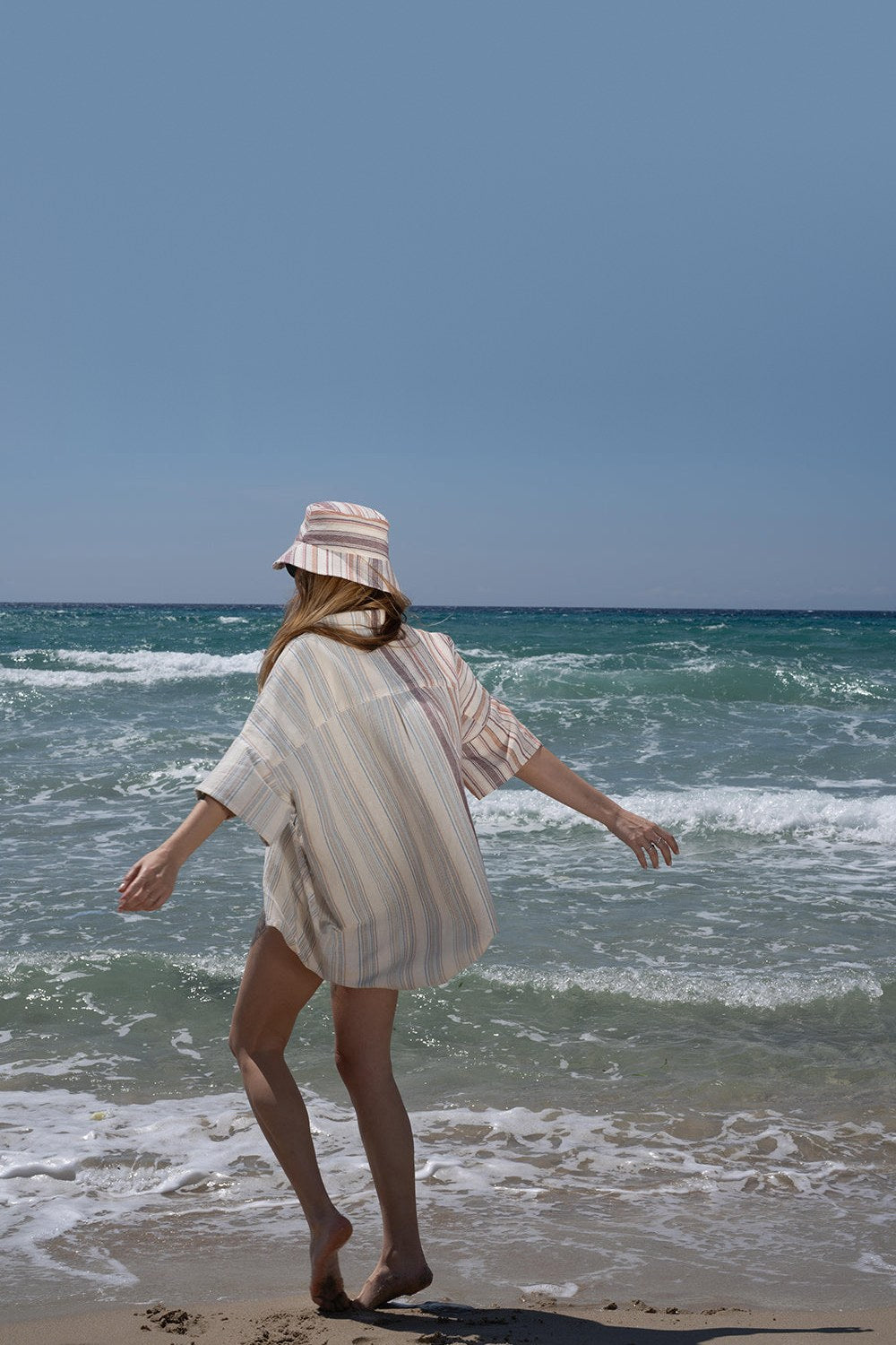Fern Oversized Striped Shirt Sand - 3