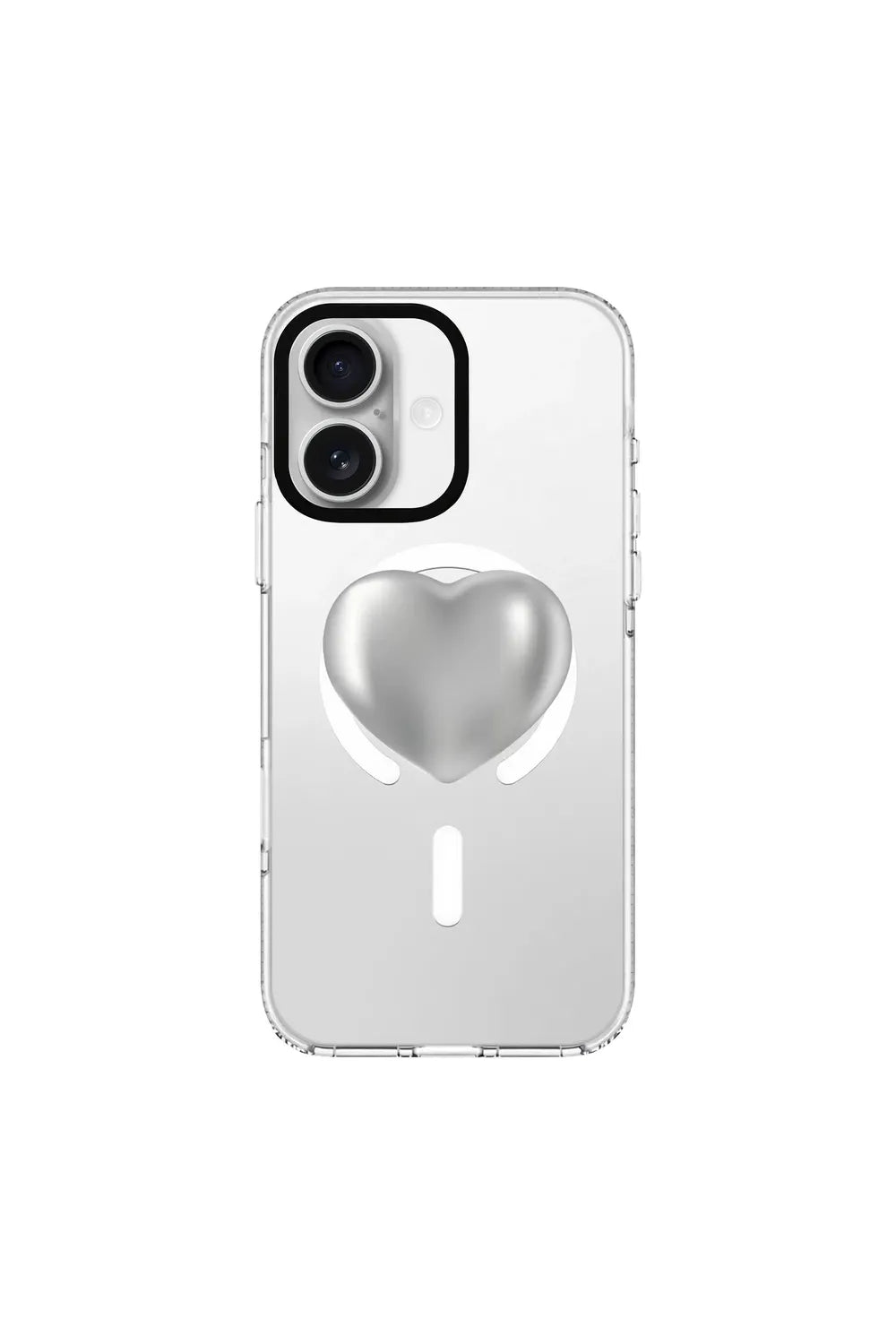 Silver Heart-Clear Kılıf Magsafe Özellikli - Iphone 16 - 0