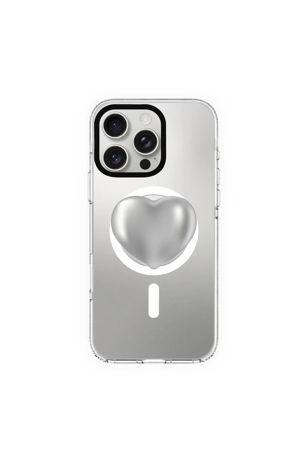 Silver Heart-Clear Kılıf Magsafe Özellikli - Iphone 15 Pro Max - 0