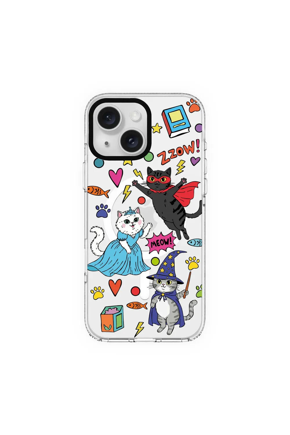 Fantastic Cats-Clear Kılıf Magsafe Özellikli - Iphone 15 Plus - 0