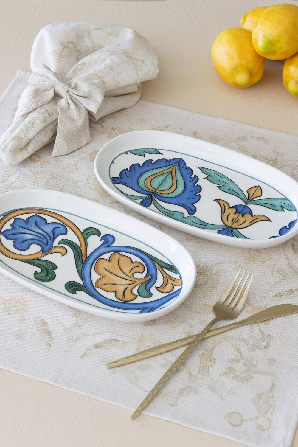 Limoncello Oval Servis Tabağı 2'li Set, Gri, 23 Cm - 2