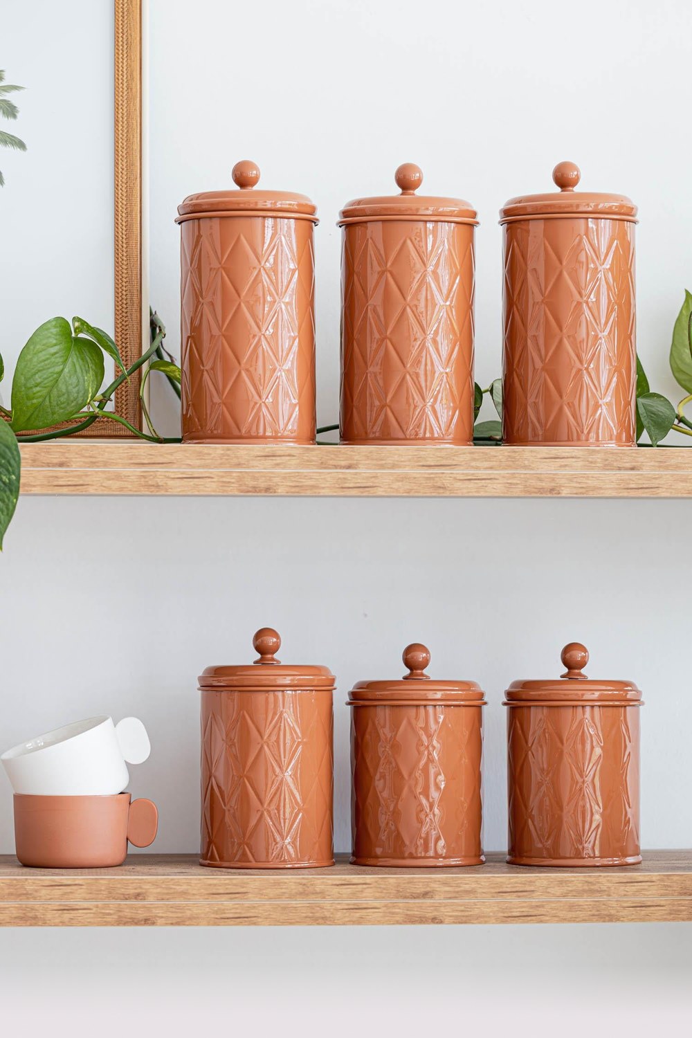 Prizma Çay Şeker Kahve Kavanozu, Terracotta, 1 Lt - 1