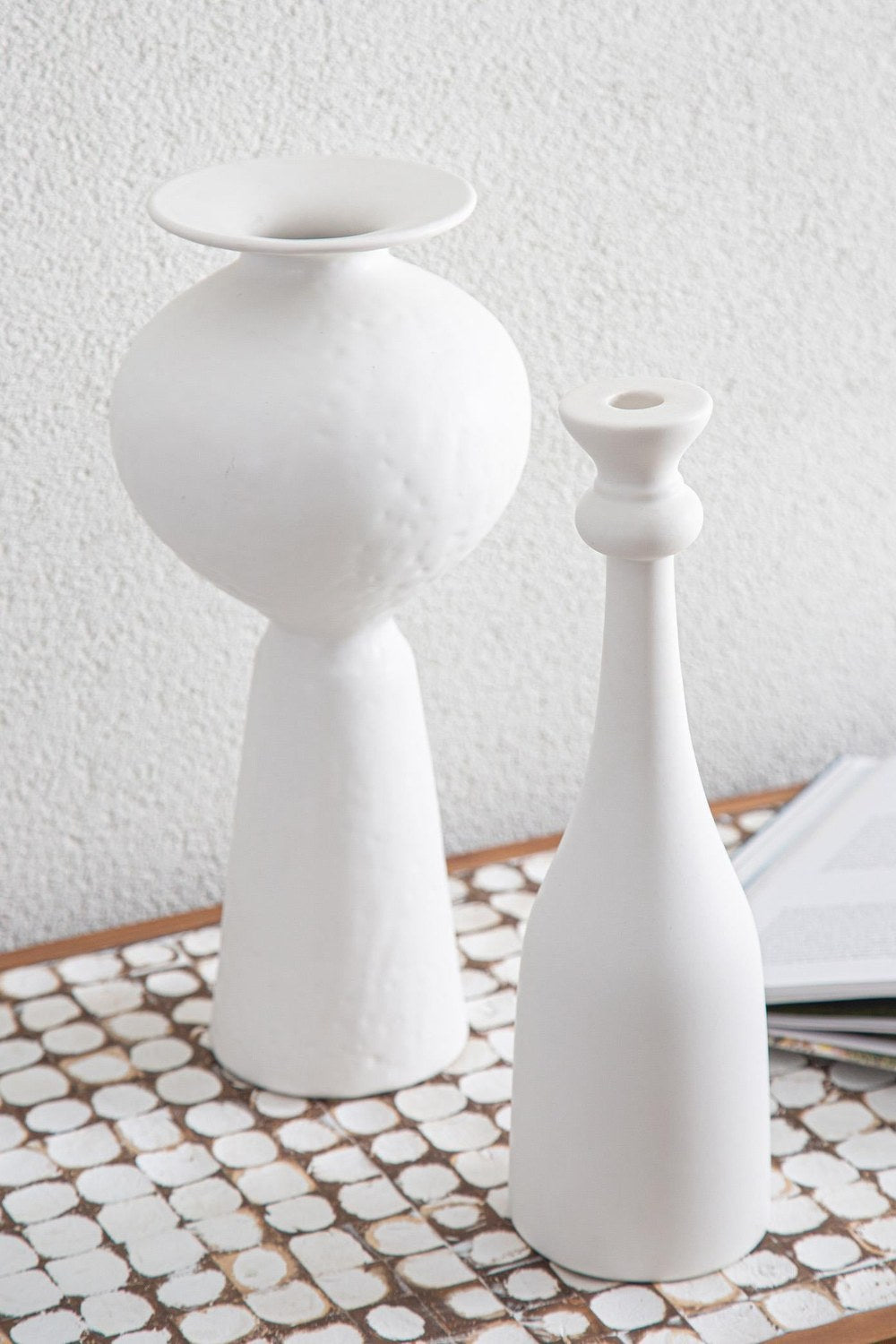 Pure Dekoratif Vazo, Beyaz, 18 × 18 × 40 Cm - 1