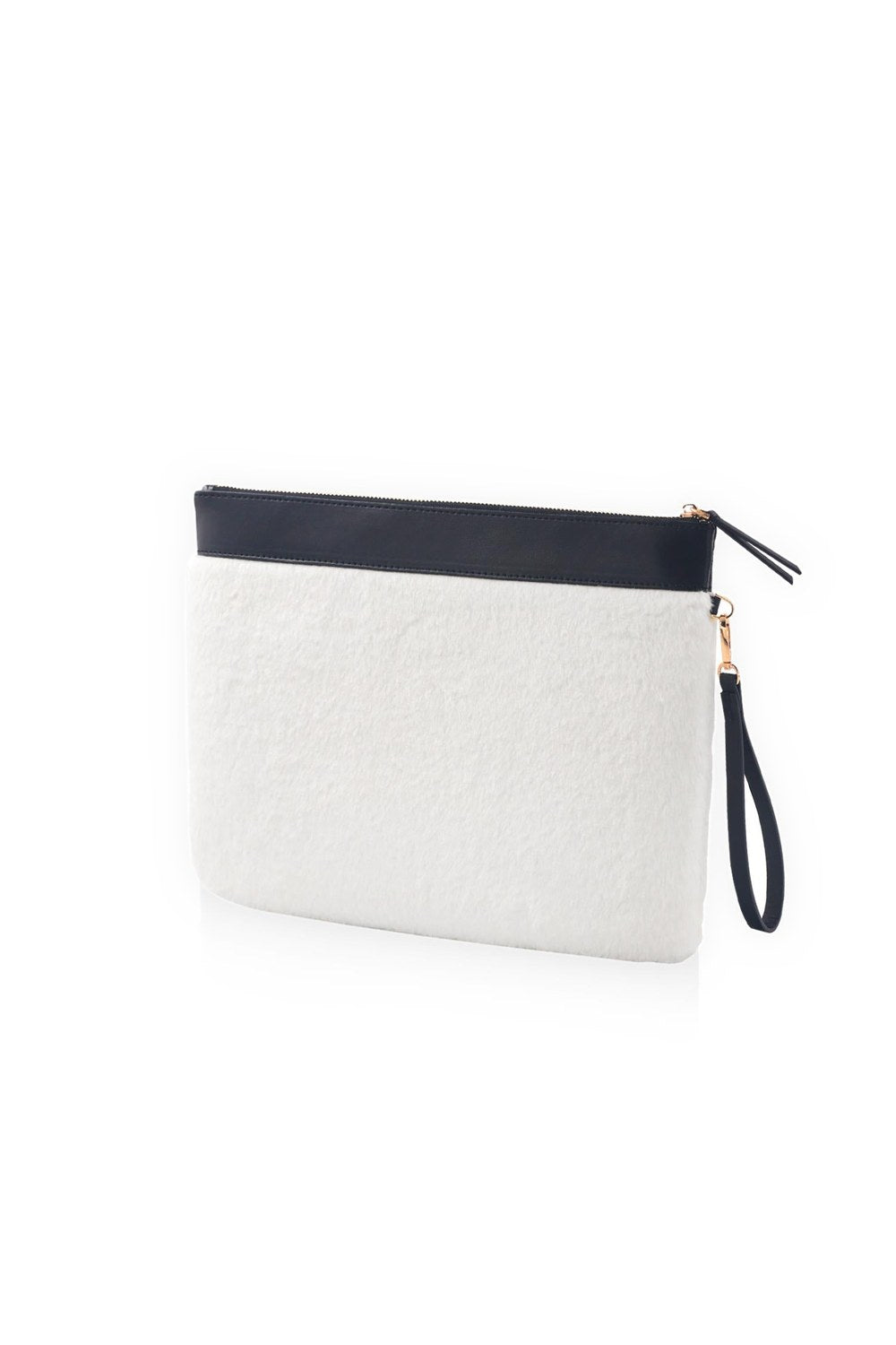 Peluş Clutch Çanta, Beyaz, 26 × 33 Cm - 0