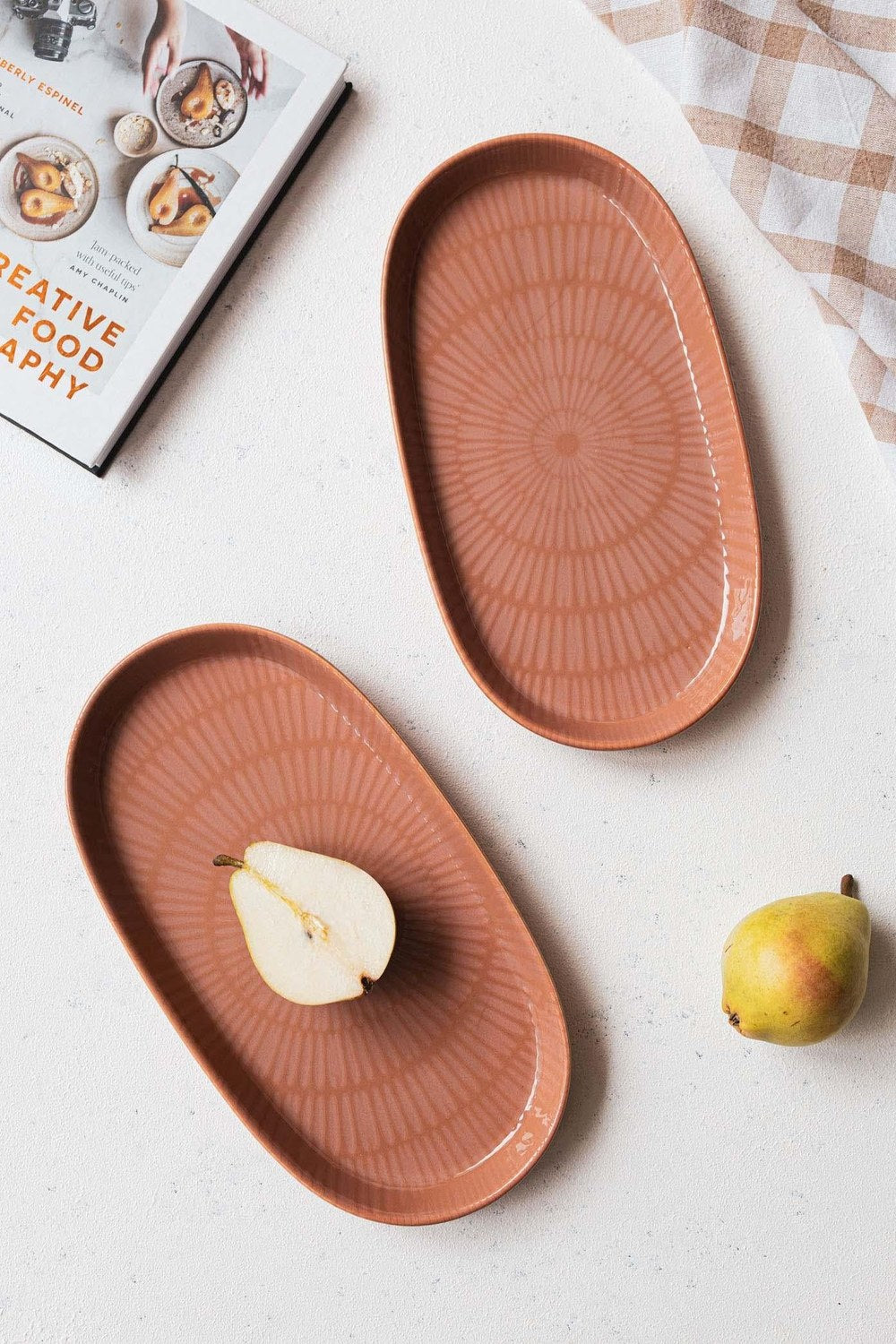 Noon Oval Servis Tabağı 2'li, Somon, 29 Cm - 0