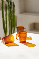 Striped Borosilikat Cam Kupa Amber 400 Ml - 1