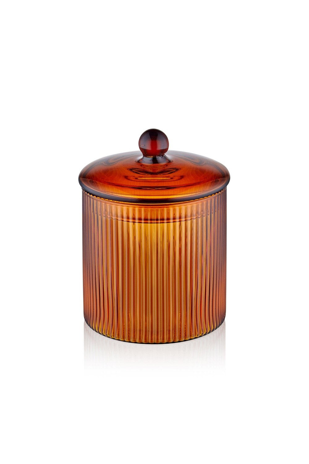 Striped Borosilikat Cam Şekerlik, Amber, 9 × 9 × 11 Cm - 2