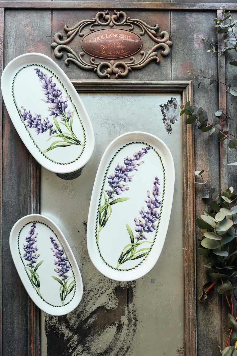 Provence Lavanta Oval Servis Tabağı 2'li, 23 × 14 Cm - 0