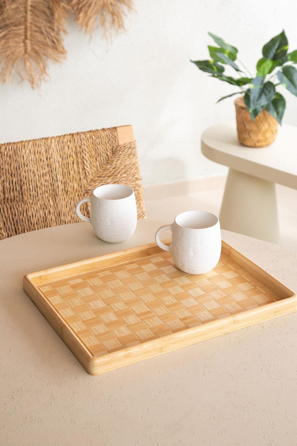 Wicker Bambu Tepsi, 40 × 31 × 3 Cm - 3