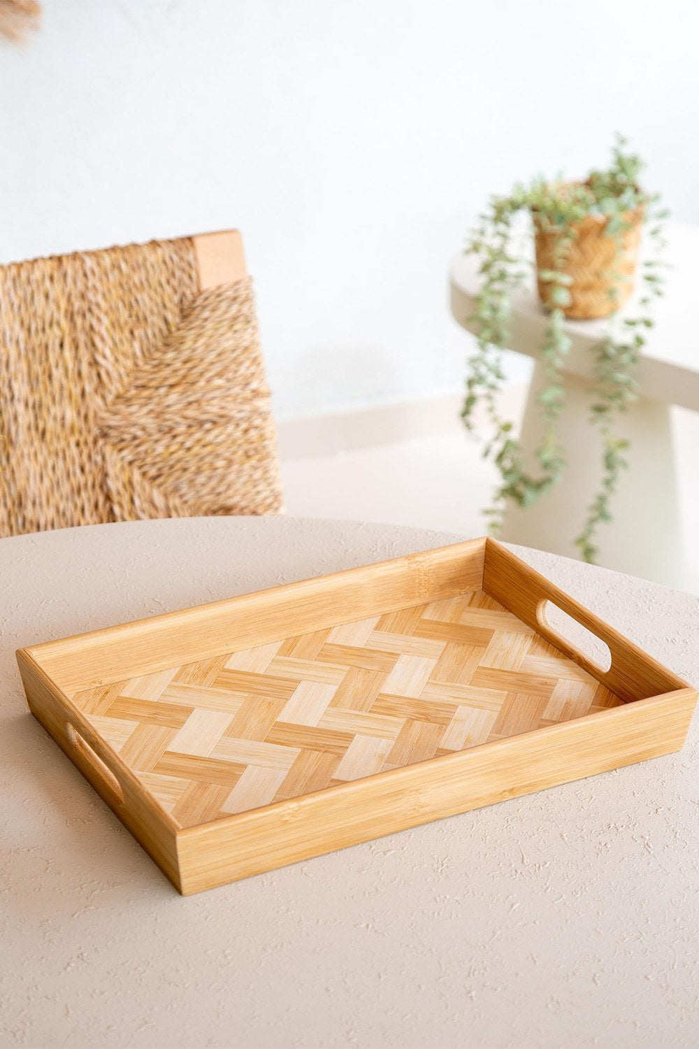Wicker Bambu Tepsi, 40 × 30 × 4 Cm - 3
