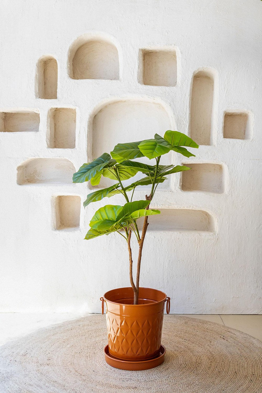 Ficus Umbellata Yapay Ağaç, Yeşil, 4 Dallı, 120 Cm - 1