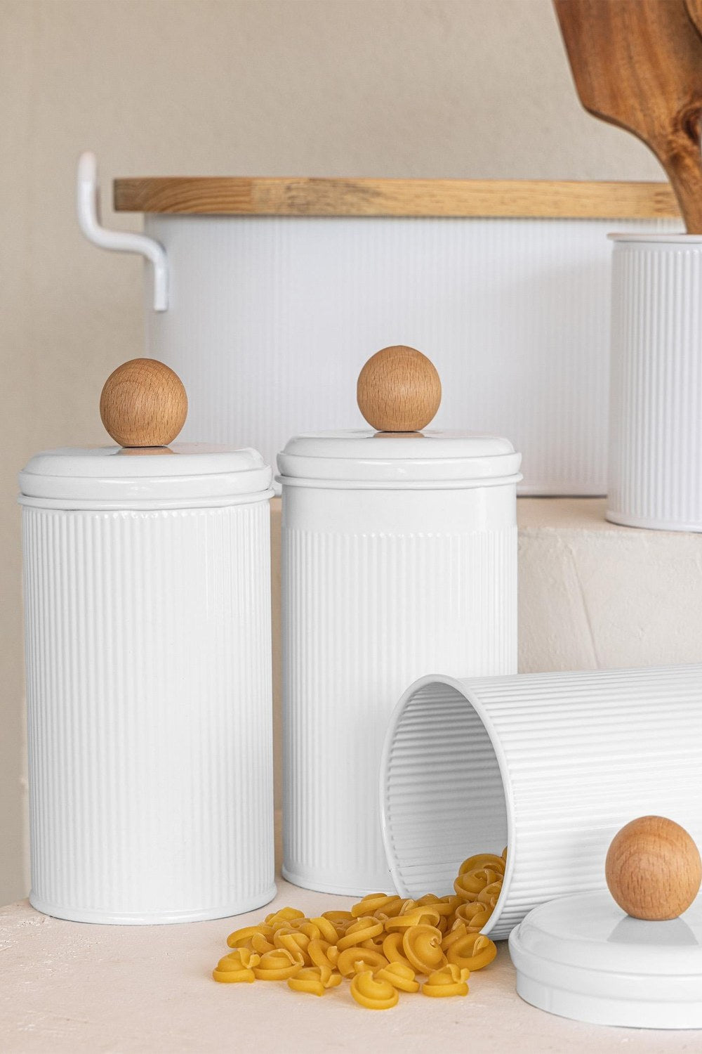 Stripe Çay Kahve Şeker Kavanozu, Beyaz, 1,20 Lt, 3'lü Set - 2