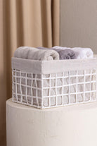 Braid Hasır Organizer Sepet, Beyaz, 30 × 22 × 19 Cm - 0