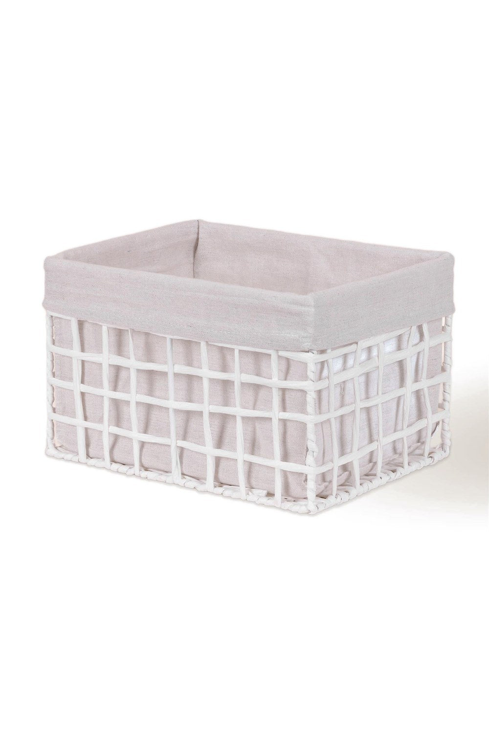 Braid Hasır Organizer Sepet, Beyaz, 30 × 22 × 19 Cm - 2