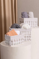 Braid Hasır Organizer Sepet, Beyaz, 26 × 18 × 16 Cm - 1