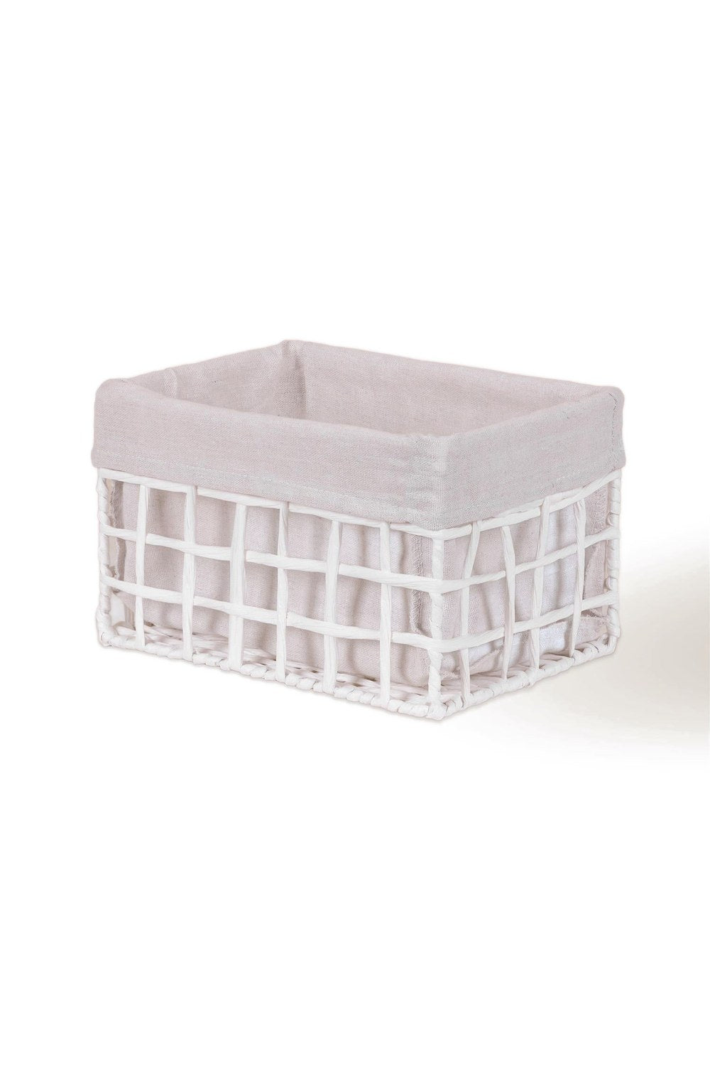 Braid Hasır Organizer Sepet, Beyaz, 26 × 18 × 16 Cm - 2