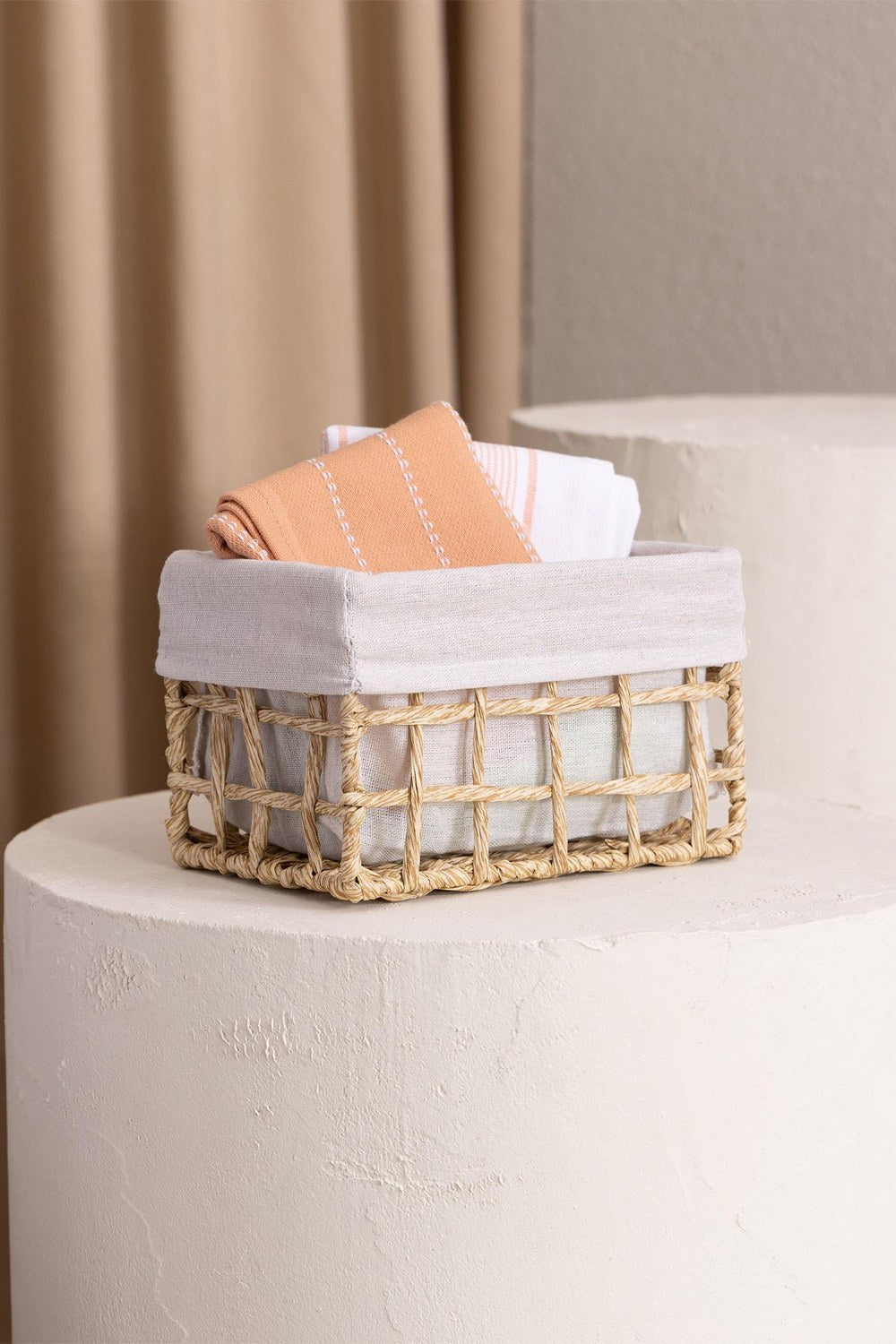 Braid Hasır Organizer Sepet, Naturel, 22 × 14 × 13 Cm - 0