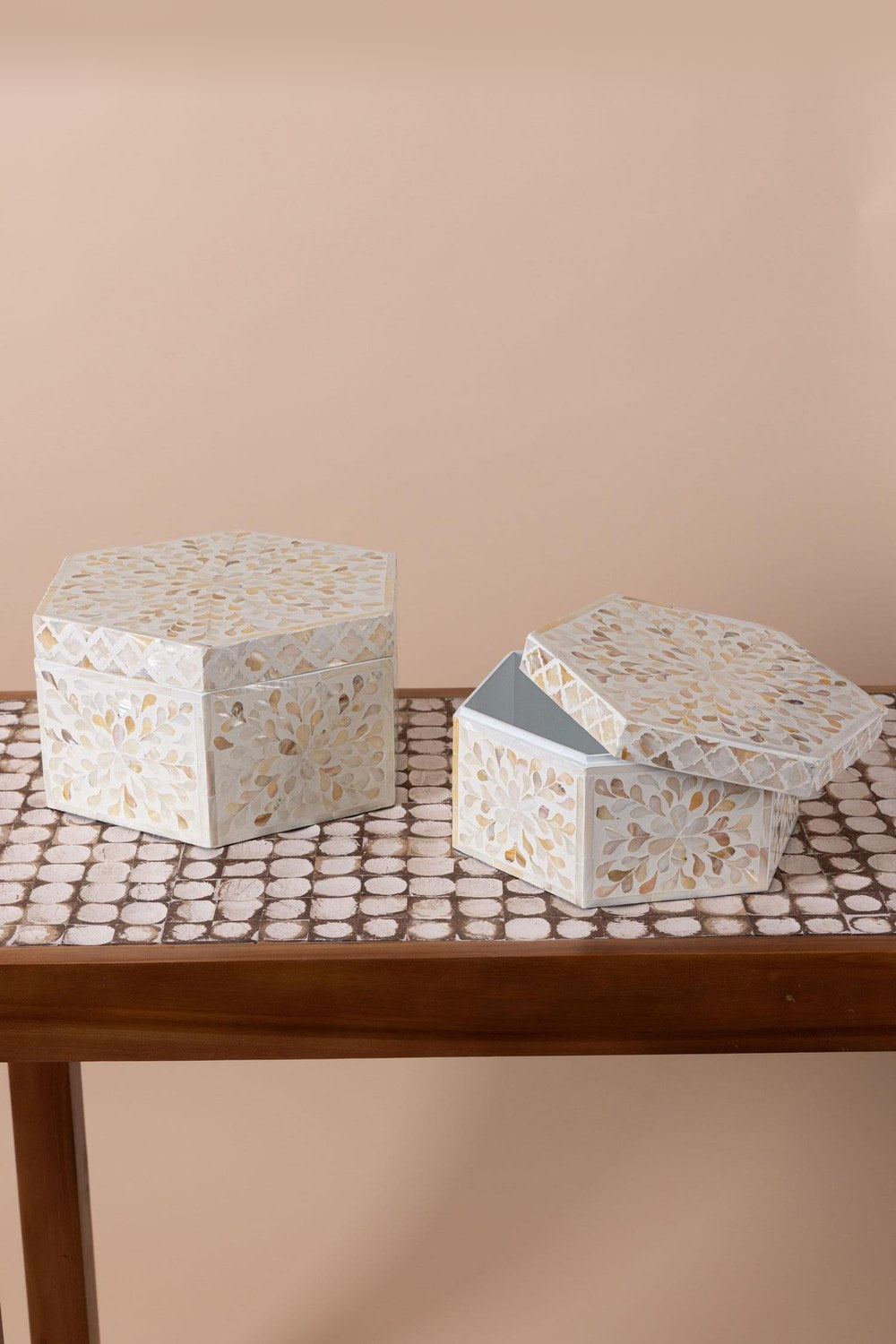 Sedef Altıgen Kutu 24x21x12 Cm - 1