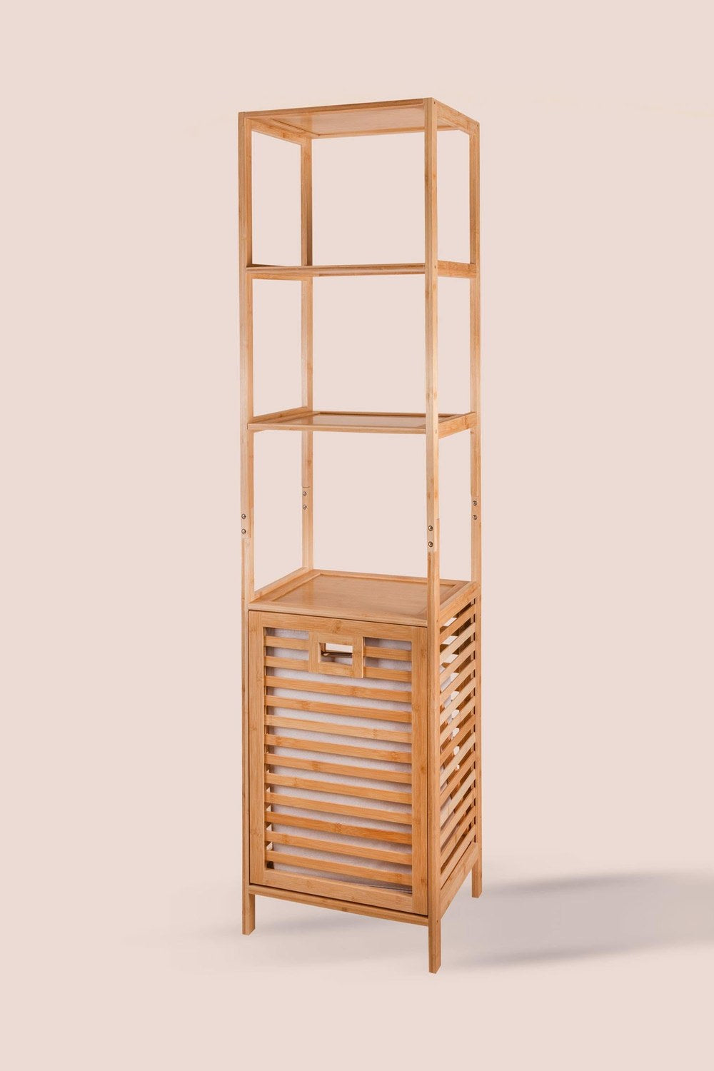 Bambu 4 Raflı Banyo Düzenleyici Dolap Ve Çamaşır Sepeti, 160 × 40 × 33 Cm - 4
