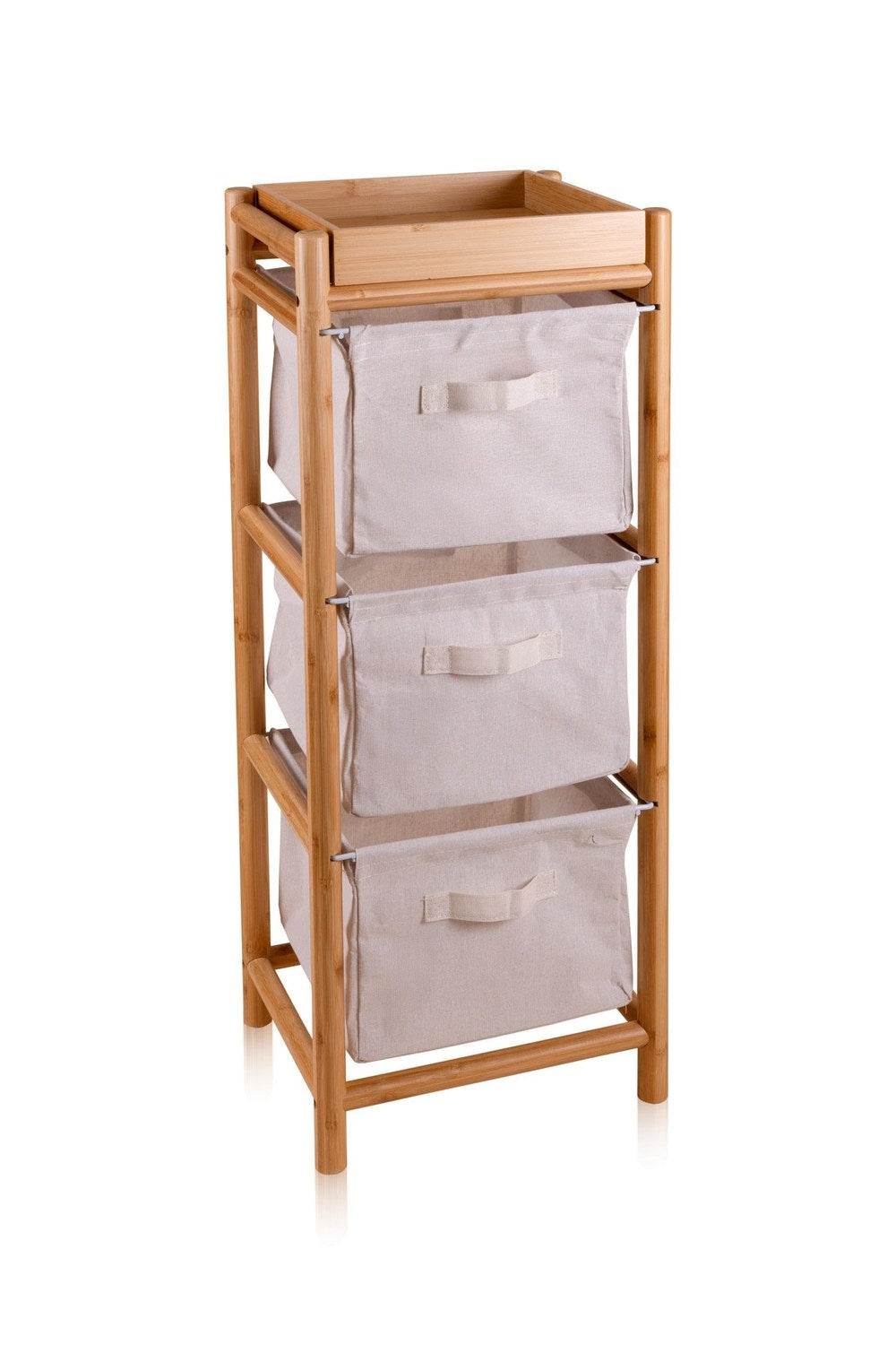 Bambu 3 Bez Çekmeceli Düzenleyici Dolap Raf, 90 × 35 × 30 Cm - 1