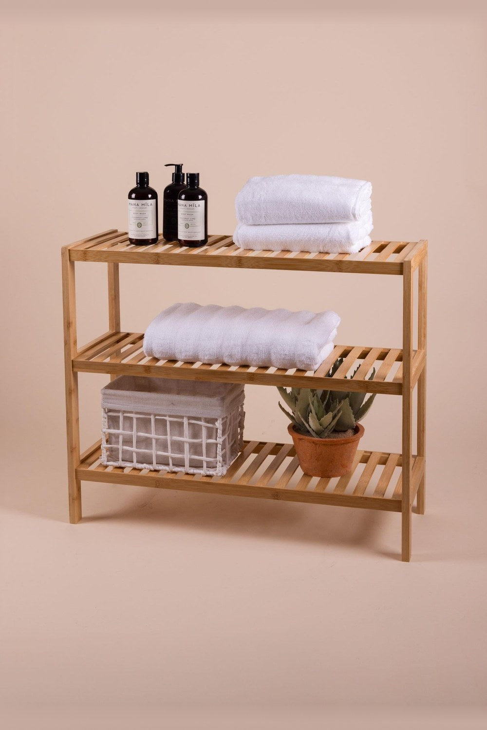 Bambu 3 Katlı Düzenleyici Dolap Raf Ayakkabılık, 70 × 59 × 26 Cm - 2
