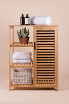 Bambu 4 Katlı Kapaklı Düzenleyici Dolap Raf, 87 × 66 × 33 Cm - 0