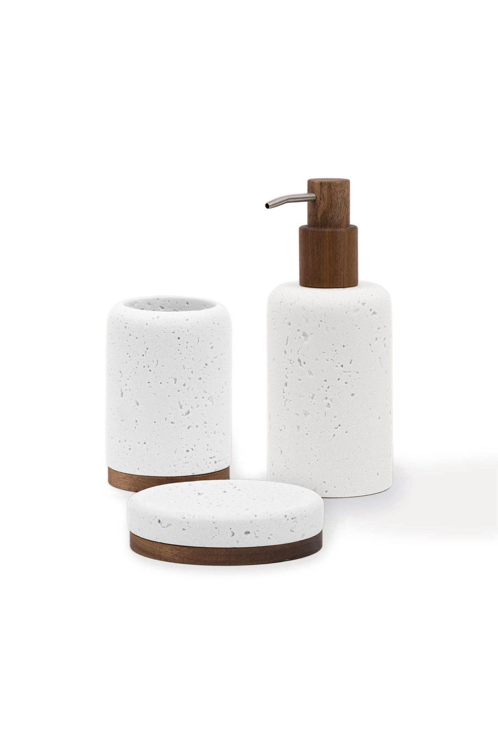 Travertine Banyo Seti, Beyaz, 3 Parça - 3
