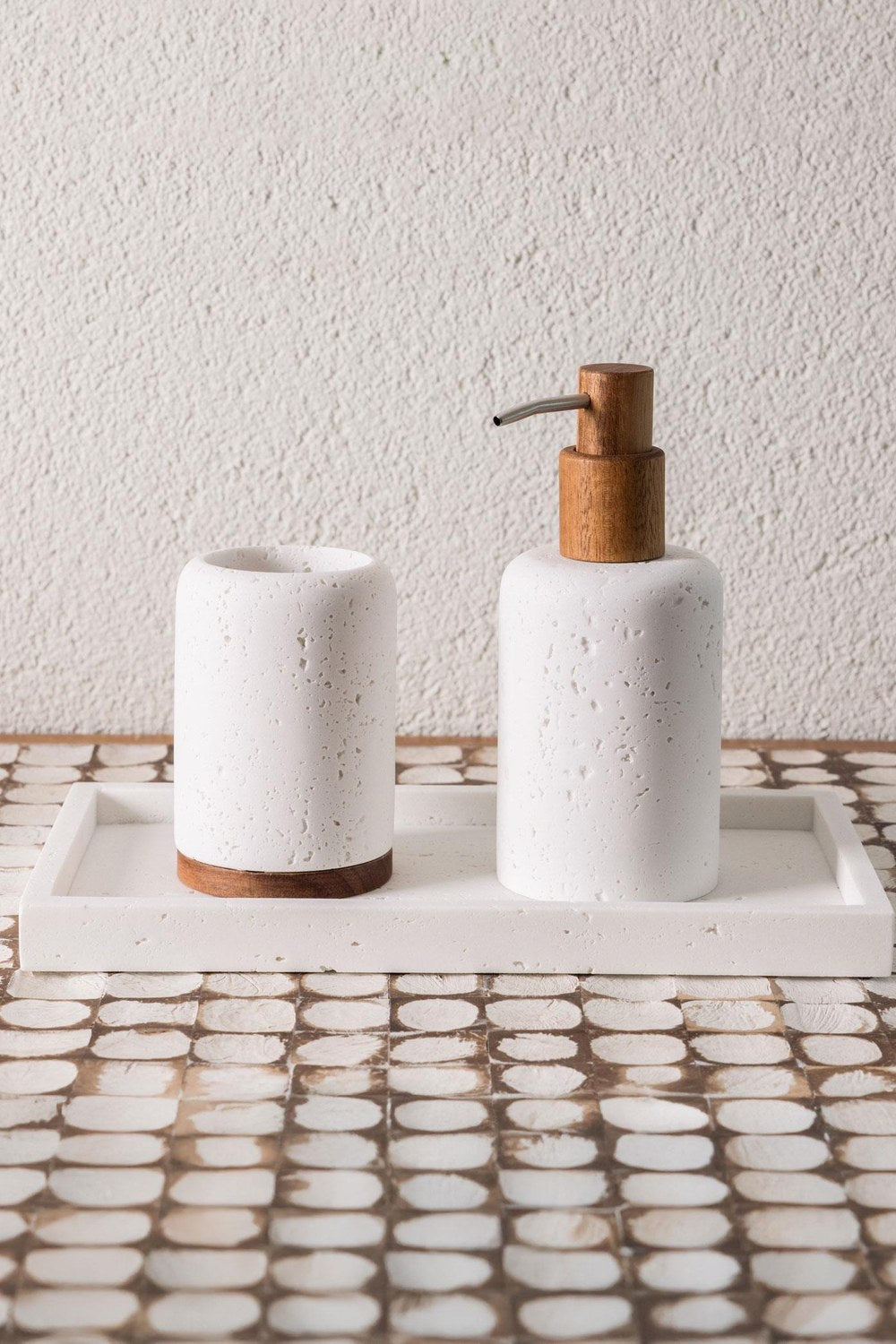 Travertine Banyo Tepsisi Beyaz 28x16x3 Cm - 2
