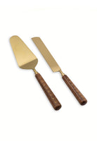 Wood Pasta Servis Takımı, Mat Gold - Doğal Ahşap, 2 Parça - 1