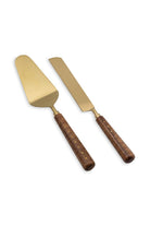 Wood Pasta Servis Takımı, Mat Gold - Doğal Ahşap, 2 Parça - 2